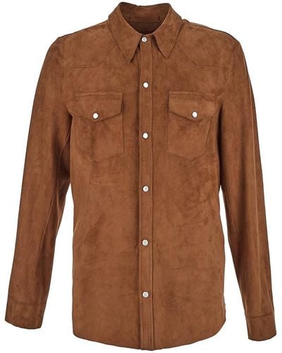 Salvatore Santoro Leather Shirt - Brown