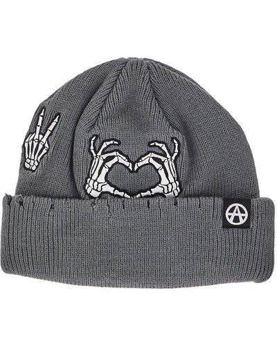 Acupuncture Embroidered Beanie - Gray