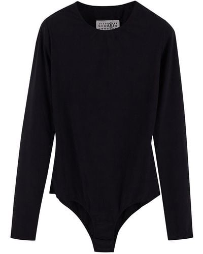 MM6 by Maison Martin Margiela Long Sleeves Bodysuit - Black
