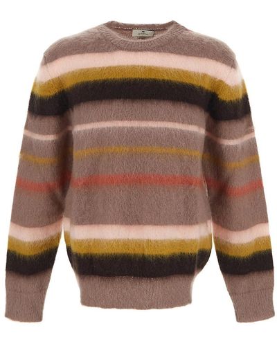 Etro Stripe Fluffy Knit Sweater - Brown