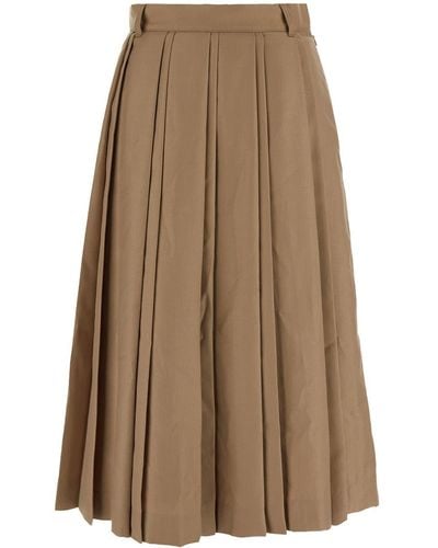 DUNST Double Pleates Skirt - Brown