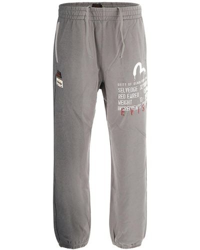 Evisu Logo Print Bi-toned Sweatpants - Gray