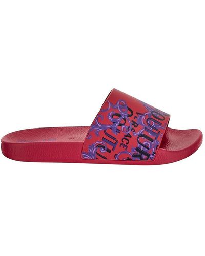 Versace Shelly Logo Couture Slides - Purple