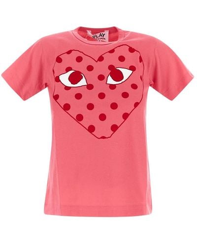 COMME DES GARÇONS PLAY Printed Polka Dots Heart T-shirt - Pink