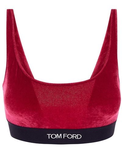 Tom Ford Velvet Logo Bralette - Red