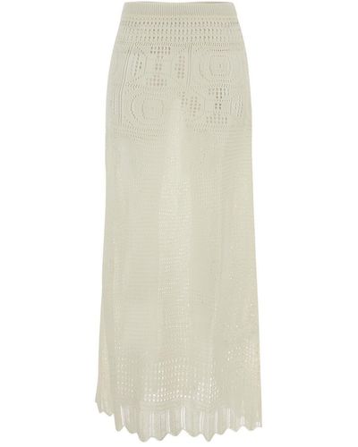 Semicouture Lace Stitch Skirt - White