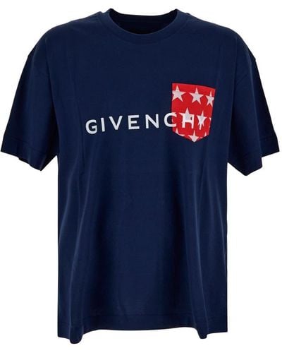 Givenchy Logo Printed Crewneck T-shirt - Blue