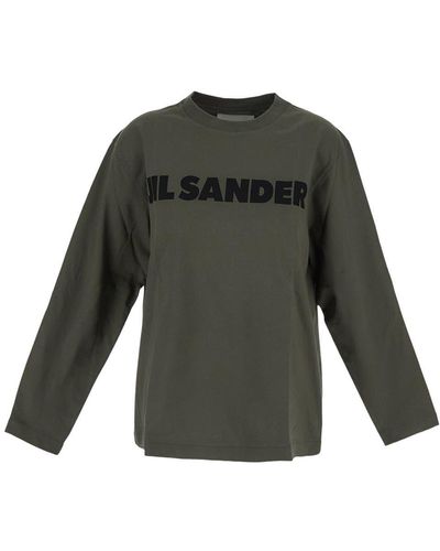 Jil Sander Long Sleeves Cotton T-shirt - Green