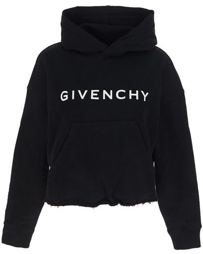 Givenchy Cropped Cotton Fleece Sweatshirt - Black