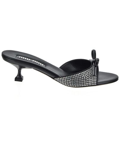 Miu Miu Crystal-embellished Sandals - Black