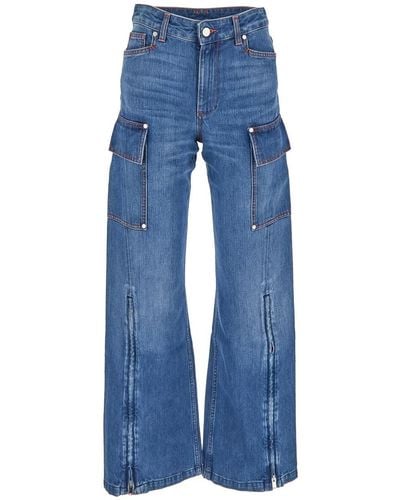 Stella McCartney Flare Cargo Jeans - Blue