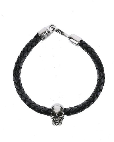 Alexander McQueen Skull Leather Bracelet - Metallic