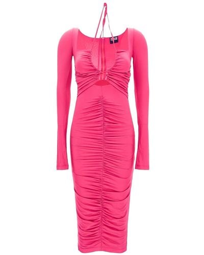 Versace Ruched Midi Dress - Pink