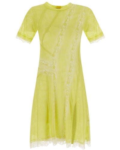 Koche Lace Trims Dress - Yellow