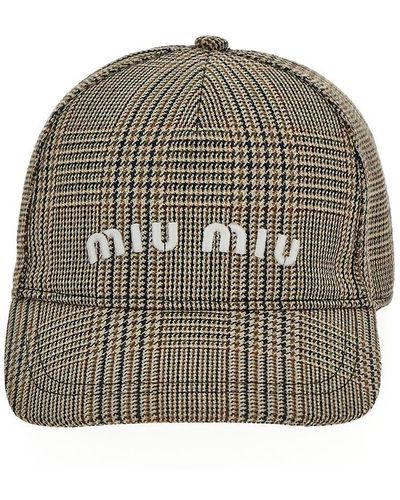 Miu Miu Tartan Baseball Hat - Grey