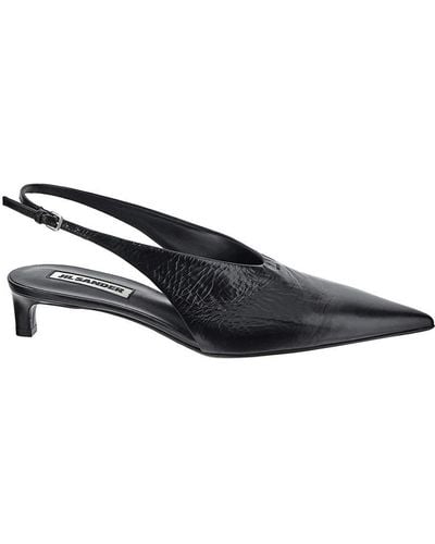 Jil Sander Leather Court Shoes - Black