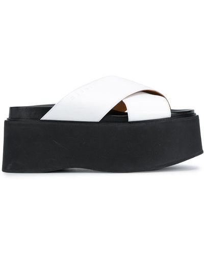 Marni Platform Cross-strap Leather Sandals - White