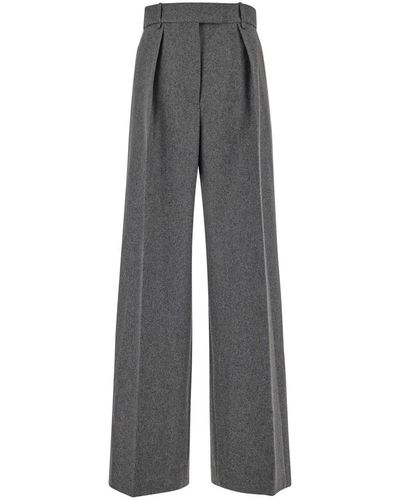 Quira Wide Leg Wool Pants - Gray