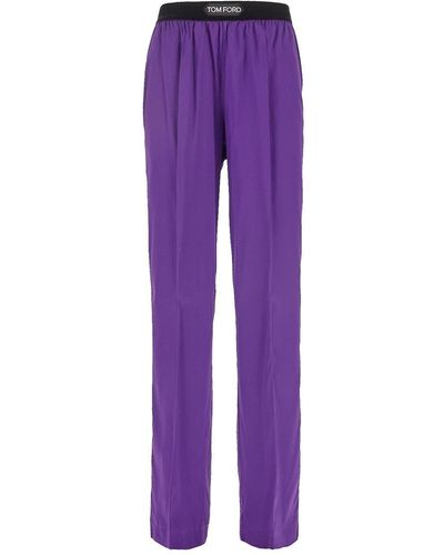 Tom Ford Strech Silk Saint Pj Pants - Purple