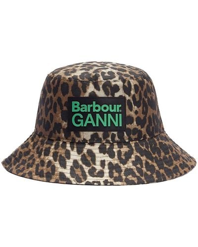 BARBOUR X GANNI Leopard Print Sports Hat - Green