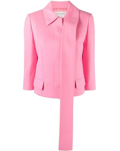 Alexander McQueen Cropped Single-breasted Jacket - Pink