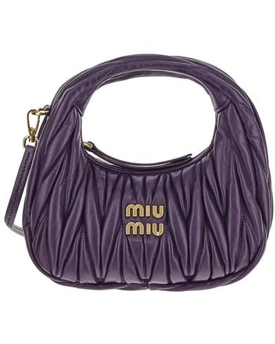 Miu Miu Wander Matelassè Mini Hobo Bag - Purple