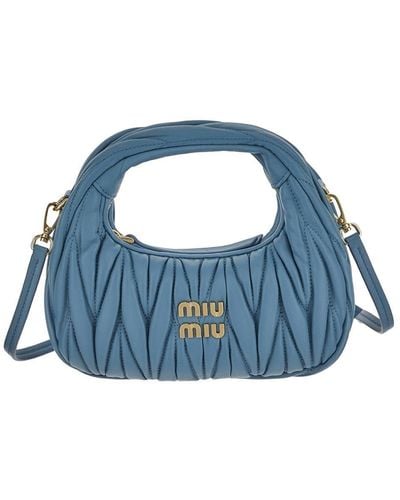 Miu Miu Wander Matelassè Mini Hobo Bag - Blue