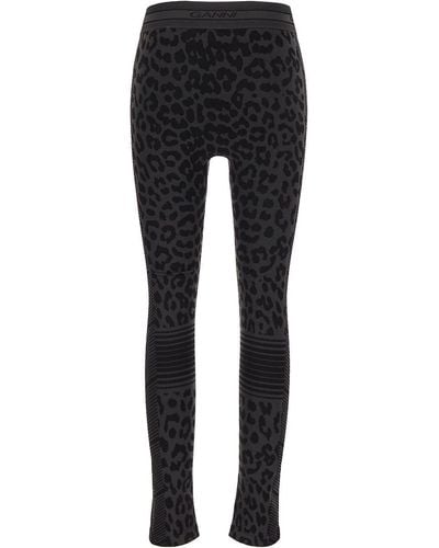 Ganni Leopard-print leggings - Black