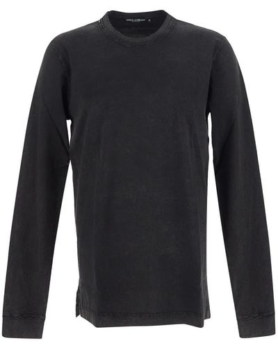 Dolce & Gabbana Raw Hems Long Sleeved T-shirt - Black