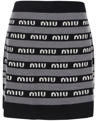 Miu Miu Wool Mini Skirt - Black