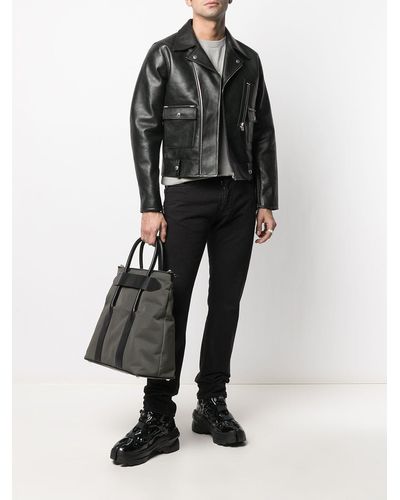 Maison Margiela Notched-lapel Leather Jacket - Black