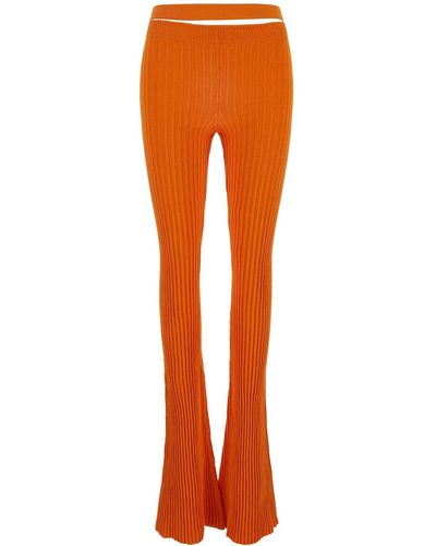 ANDREADAMO Ribbed Knit Flare Trousers - Orange