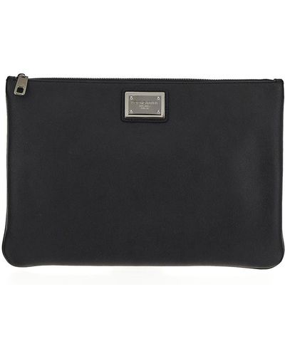 Dolce & Gabbana Clutch With Logo Plaque - Black