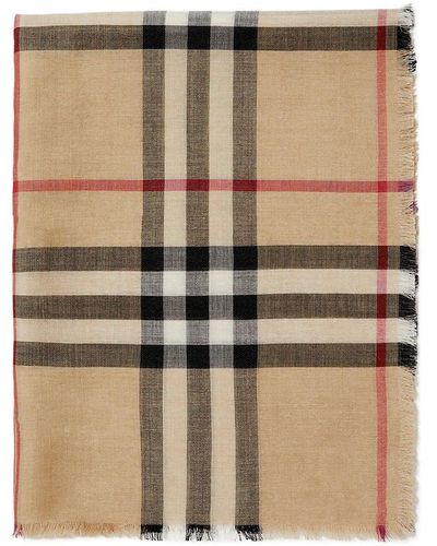 Burberry Checked Scarf - Natural