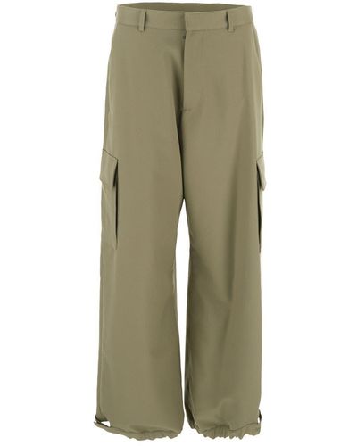 Off-White c/o Virgil Abloh Ow Embroidered Drill Cargo Trousers - Green