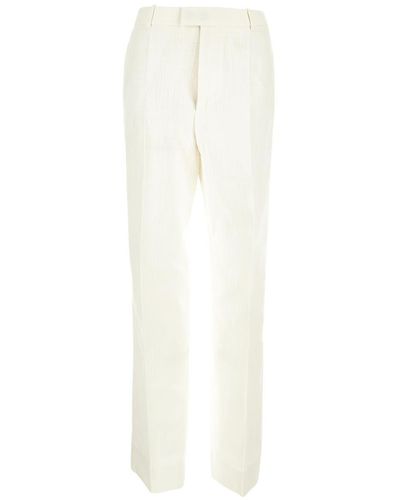 Bottega Veneta Textured Cotton Trouser - White