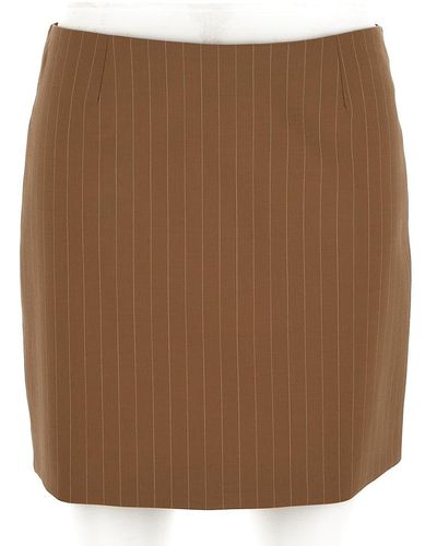 Semicouture Pinstripe Mini Skirt - Brown