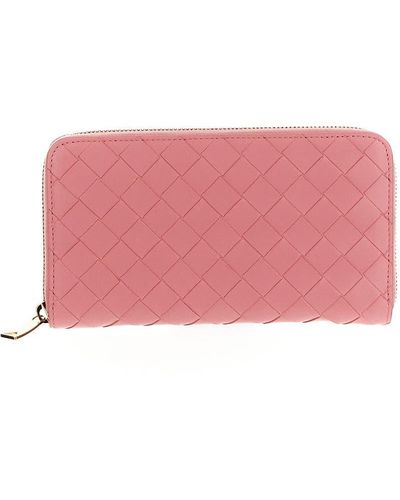 Bottega Veneta Intrecciato Zip Around Wallet - Pink