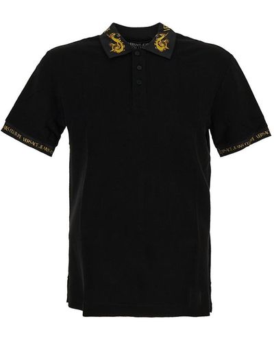 Versace Logoed Polo - Black