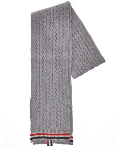 Thom Browne Cable Pointelle Scarf - Gray