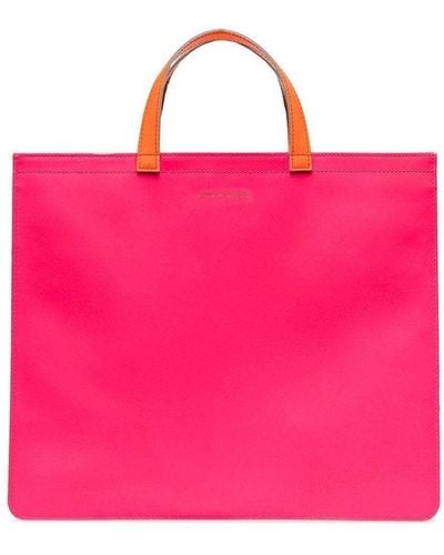 Comme des Garçons Colour-block Leather Tote Bag - Pink