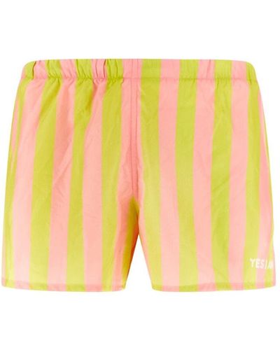 YES I AM Striped Beach Shorts - Yellow