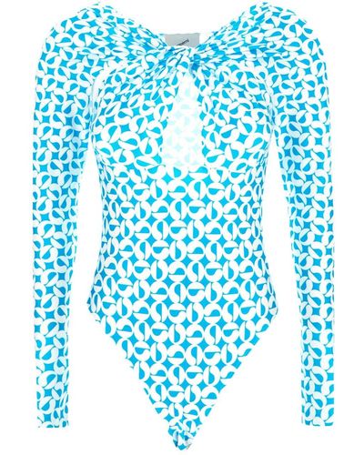 Coperni Twisted Cut-out Jersey Bodysuit - Blue