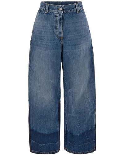 Palm Angels Raw Patch Baggy Jeans - Blue