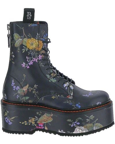 R13 Black Floral Boots
