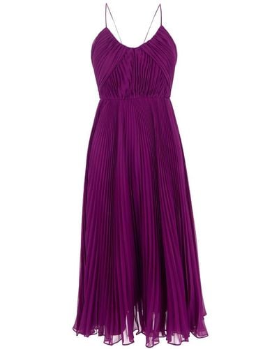 Max Mara Plisse Midi Dress - Purple