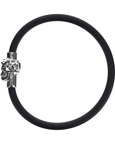 Alexander McQueen Rubber Cord Studded Skull Bracelet - Black