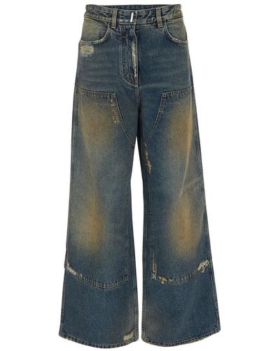 Givenchy Oversized Jeans In Denim With Patches - Blue
