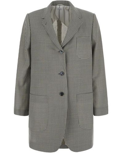 Thom Browne Checkered Coat - Gray