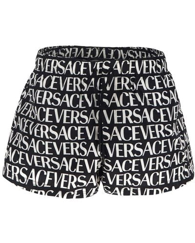 Versace Logo Print Swimming Trunks - Black
